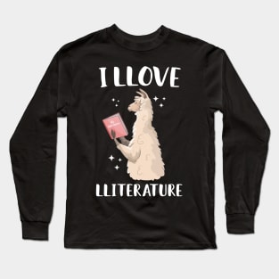 I Llove Literature Cute Llama Long Sleeve T-Shirt